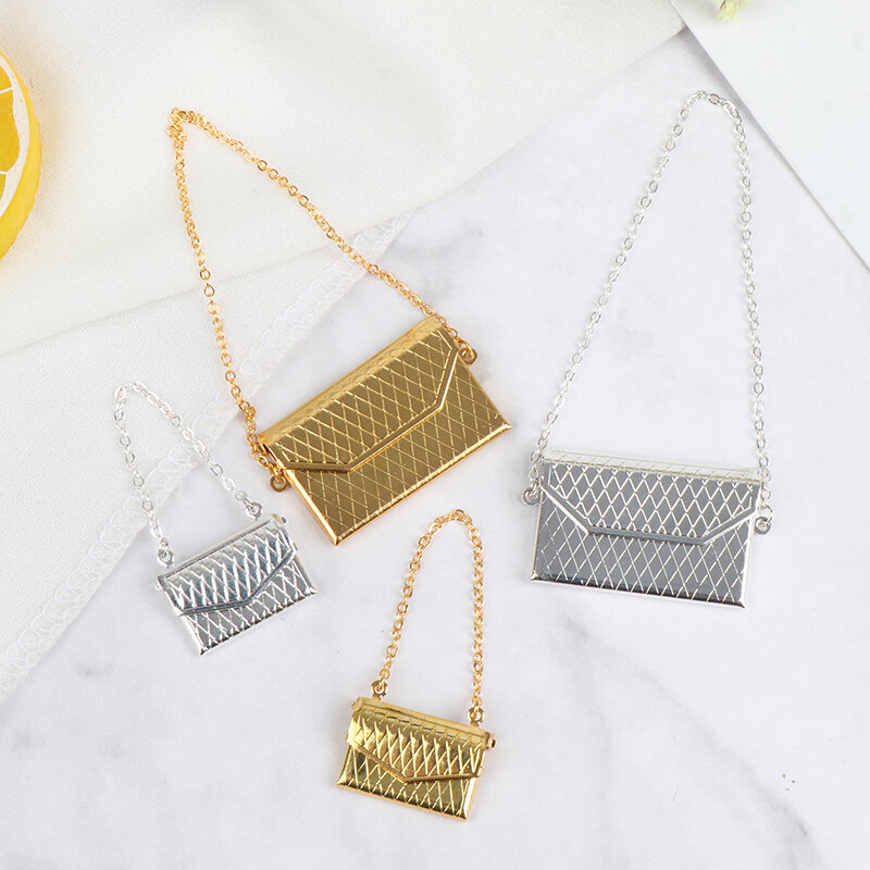 1 Pc borsa a catena in metallo borsa per bambole borsa per la spesa in miniatura per accessori per vestiti oro e argento