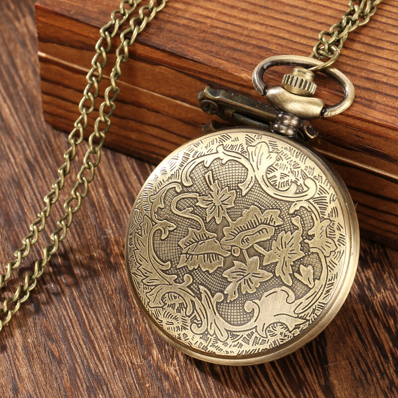 Antike Drachen hohle Quarz Taschenuhr, Unisex analoge Halskette Pullover Anhänger Taschenuhr, Geschenk für den Vatertag