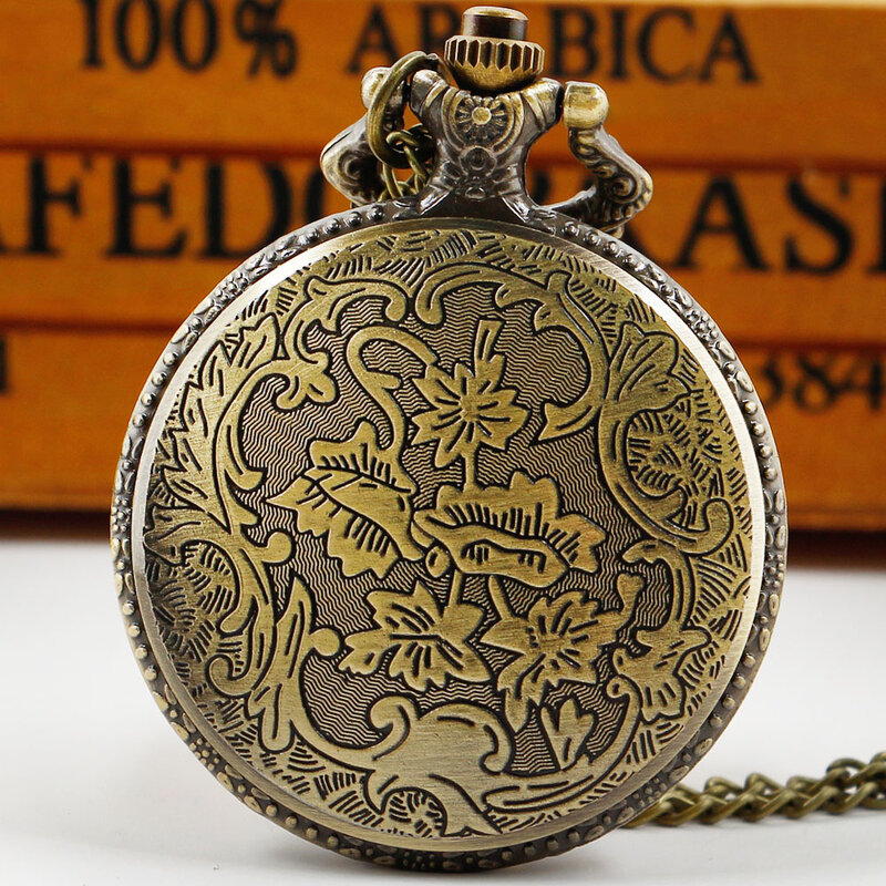 Jam tangan pola rusa, jam tangan pria dan wanita Vintage Steampunk kalung liontin hadiah