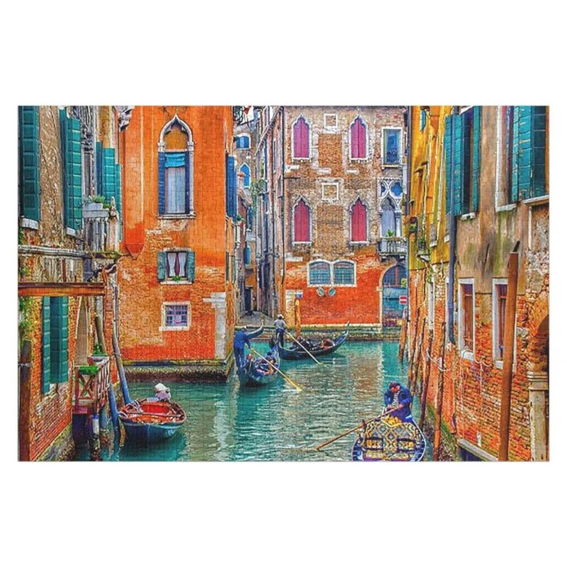 Rompecabezas personalizado para niños, canal de Venecia, gondaleers, colorido Venecia Italia, canal trasero de Venecia, Italia