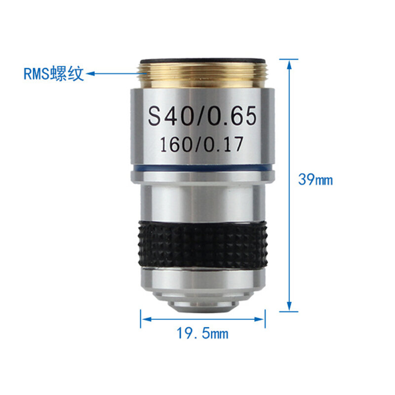 Agnicy Microscope Accessories 185 Objective Lens 40X Brass Material RMS Thread