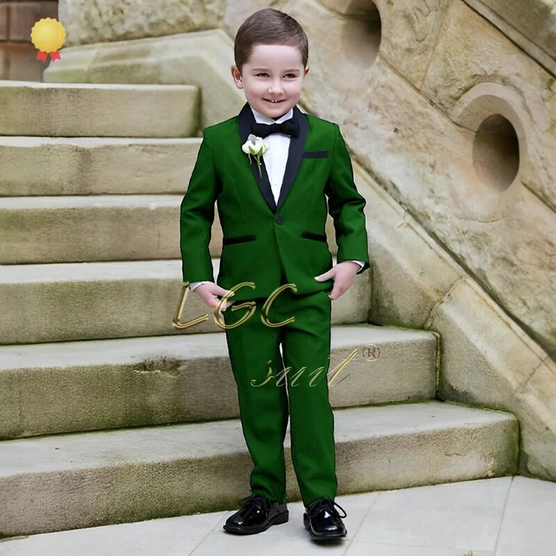 Children's black shawl collar suit dress suit (jacket + trousers) suitable for children aged 2 to 16 years old customized tuxedo