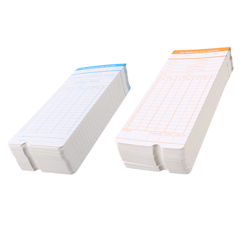 200 Sheets English Attendance Card Office Small Factory Paper Jam Timecards Weekly