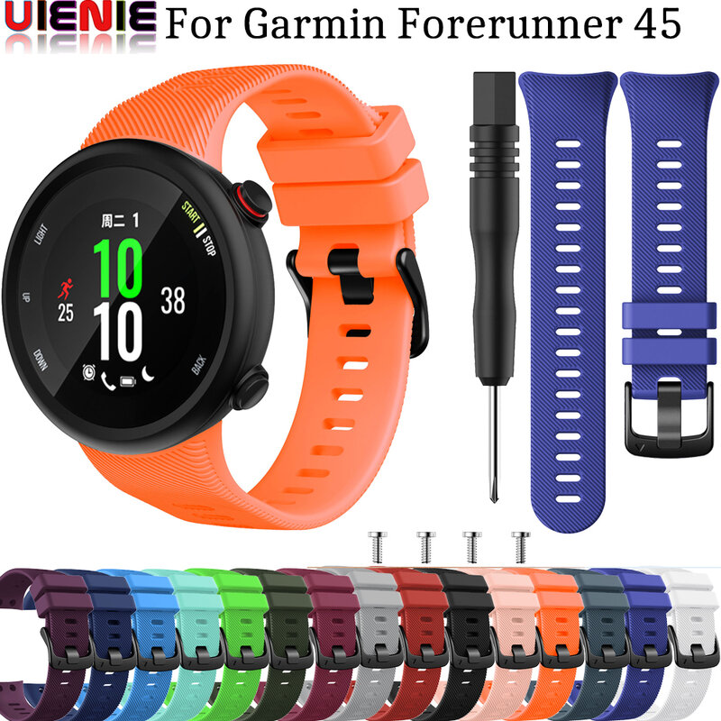 UIENIE-Correa de silicona para reloj inteligente Garmin Forerunner 45 45S, repuesto de pulsera con herramienta, accesorios de pulsera
