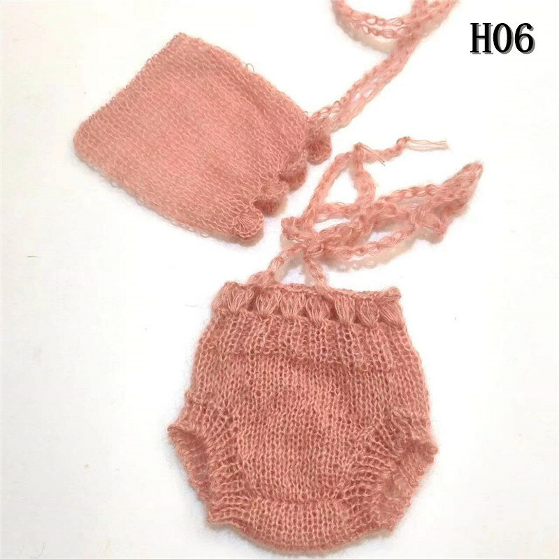 Crochê Mohair Bonnet com calças, Baby Fotografia Props, Presente do chuveiro do bebê