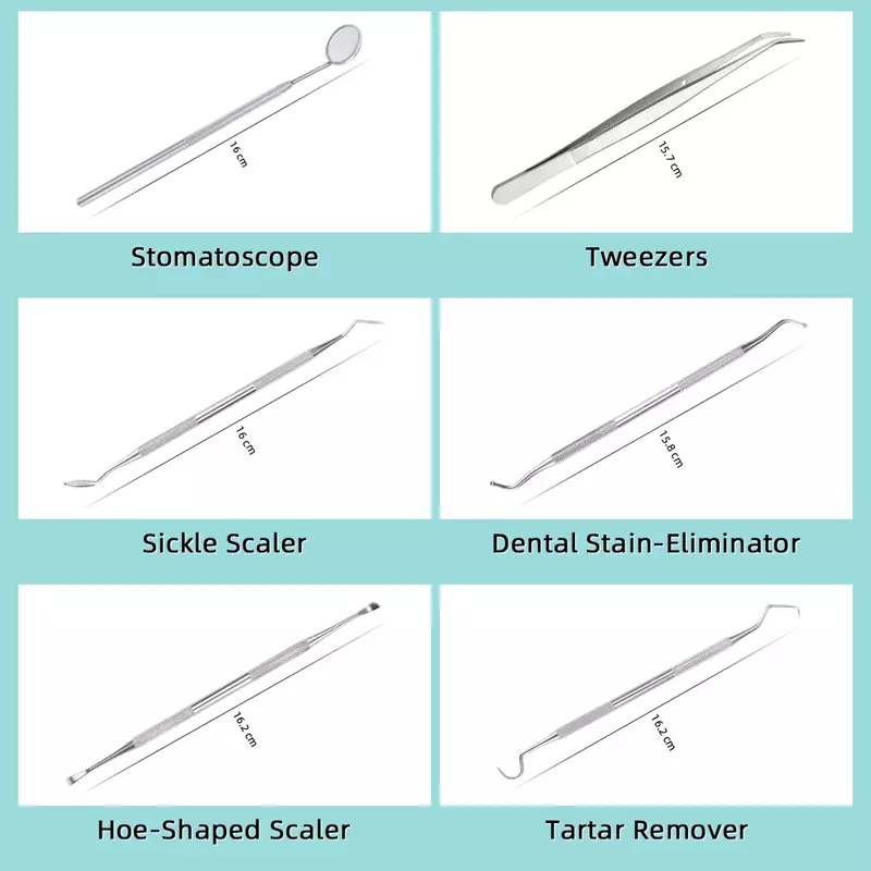3/4/5/6 specchio dentale in acciaio inox dentista Set di strumenti preparati sonda Kit per la cura dei denti strumento pinzette zappa falce Scaler