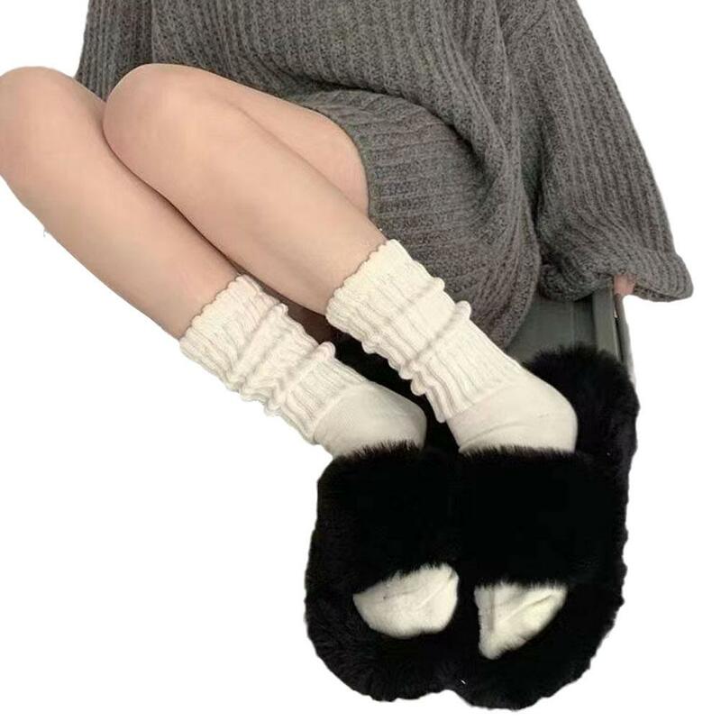 Новинка 2023, теплые носки, разноцветные нескользящие носки, однотонные дышащие женские мягкие цветные хлопковые термоноски, Длинные теплые носки X5m9