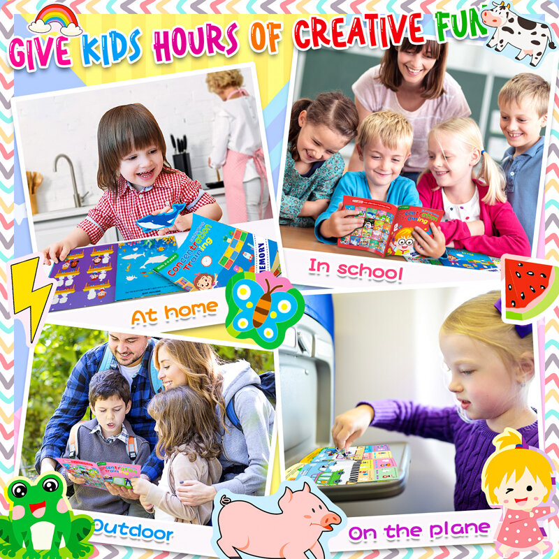 Reusable Sticker Book Scenarios Books Cartoon Animal Cognition Preschool Educational Montessori Learning Toys for Kids 3-6Y