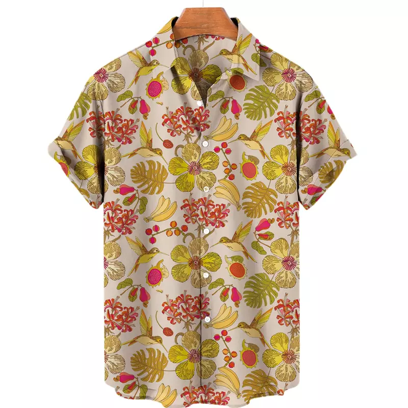 Zonnezonnezonnebloemprint Hawaiiaans Strandshirt Met Korte Mouwen En Losse Casual Groot Herenoverhemd 2023 Nieuwe Stijl