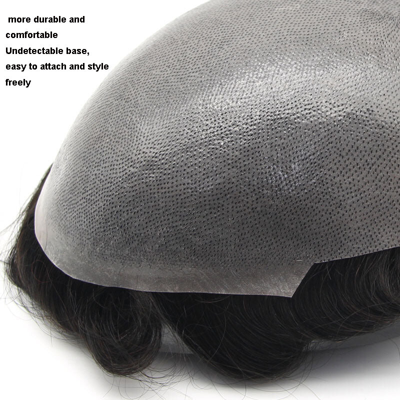 Vloop-Peluca de cabello sintético para hombre, postizo de piel fina de 0,06-0,08mm, tupé Natural de 6 ", 100%