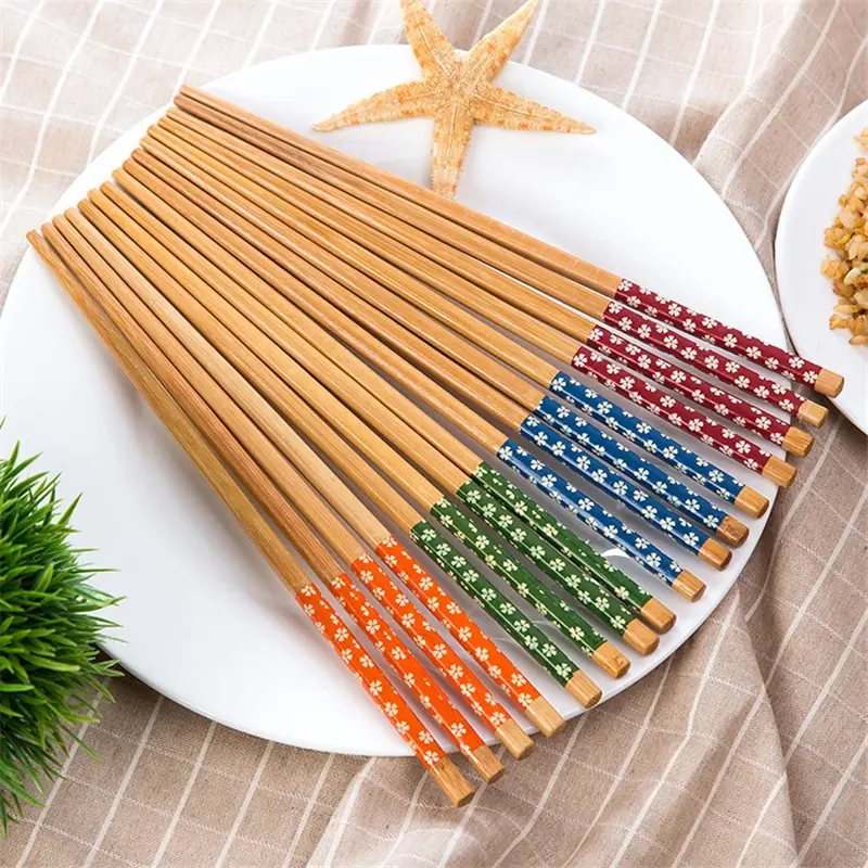 Palillos de bambú de cereza natural para el hogar, palillos largos de madera maciza, 1398