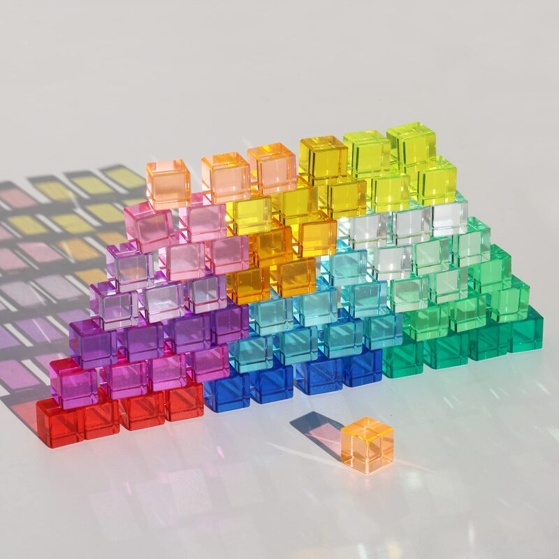 Cube rectangulaire en acrylique empilé pour enfants, jouet mentaires oriel Montessori, haute transparence, jeu ouvert, semi-transparent, nuits, 10 pièces, 20 pièces