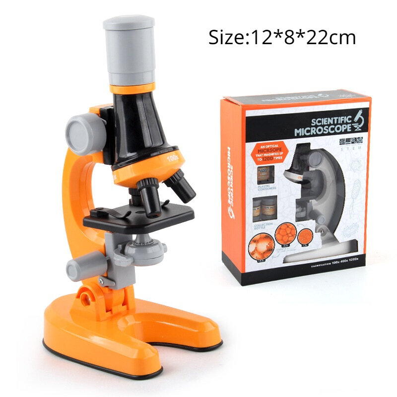 Microscopio biológico para niños, Kit de microscopio LED de laboratorio, 100X-400X-1200X, Escuela en casa, juguete educativo de ciencia, regalo para niños