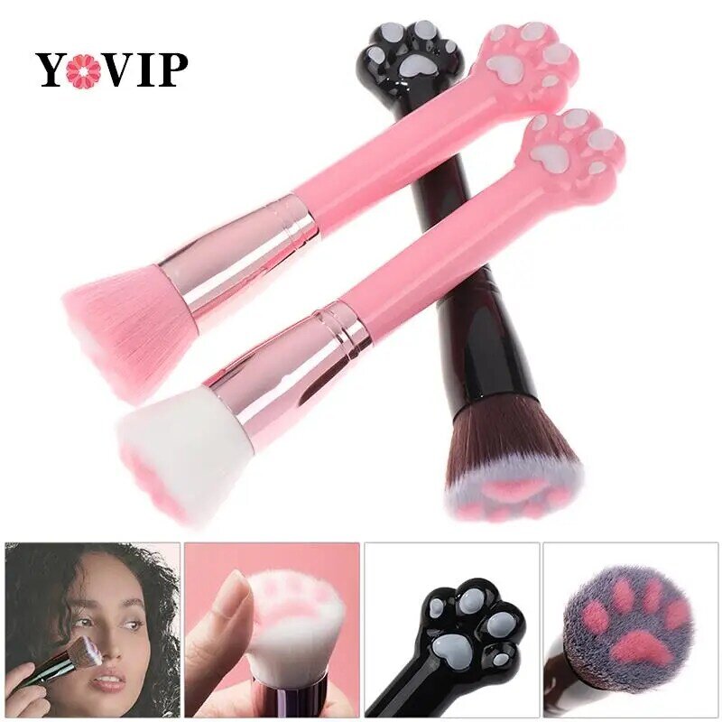 Brocha de maquillaje con forma de garra de gato, brocha multiusos para sombra de ojos, polvo, cosmética portátil, herramientas de maquillaje, 1 unidad
