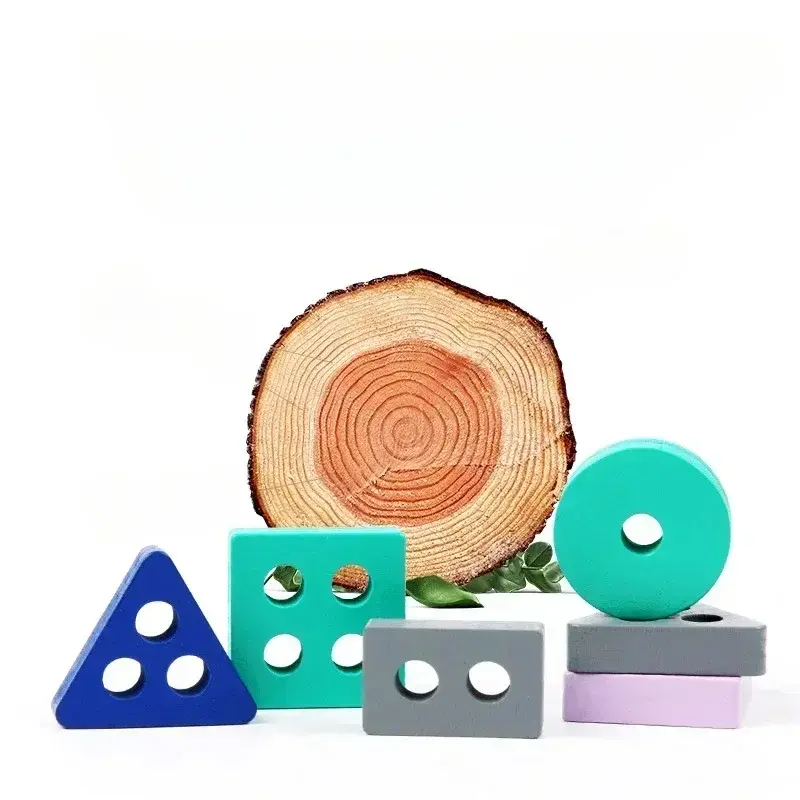 モンテッソーリ-子供向けの木製ビルディングブロック,パズル,形,早期学習,教育玩具