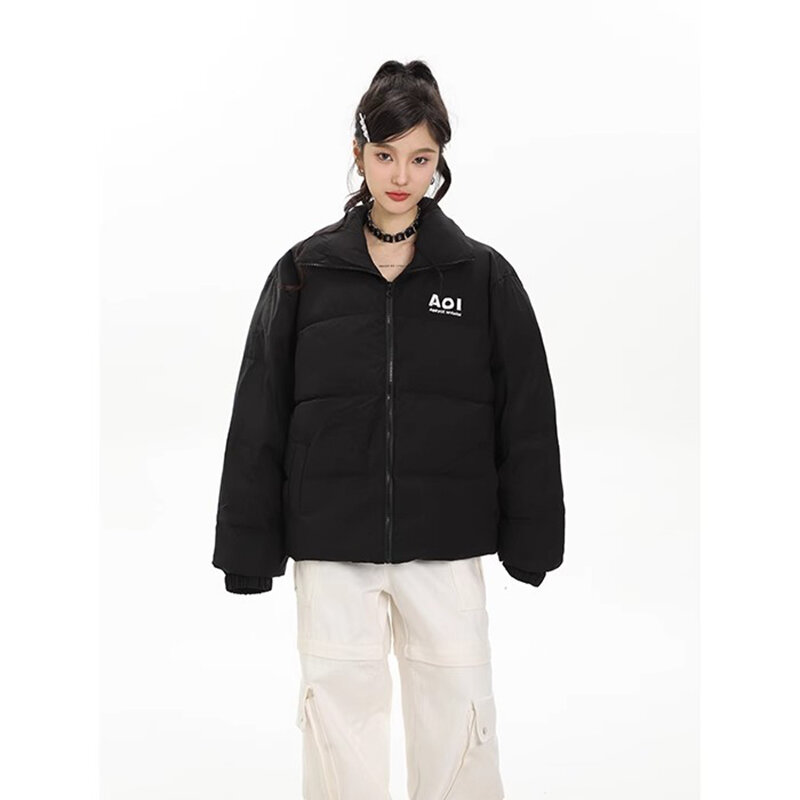 Модная короткая куртка, женская зимняя утепленная хлопковая верхняя одежда, утепленная Повседневная Свободная парка с воротником-стойкой