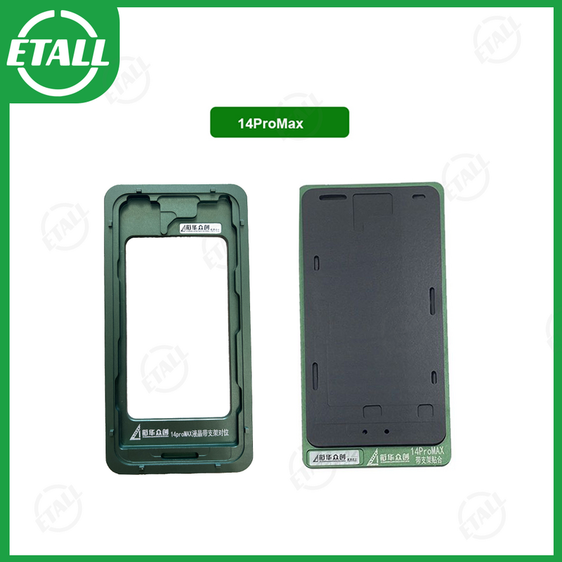 2 Stuks Xhzc Lcd Uitlijning Met Frame Mal + Siliconen Zwarte Pad Mat Voor Iphone 12 Mini 13 Pro Max 14 Plus 15Promax Oca Laminering