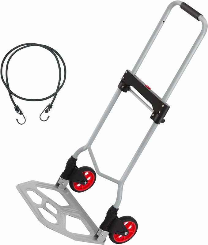 Dolly Cart Folding Hand Truck and Dolly,Steel Portable Cart with Telescoping Handle and Nylon+Rubber Wheels 220 lb Capacity
