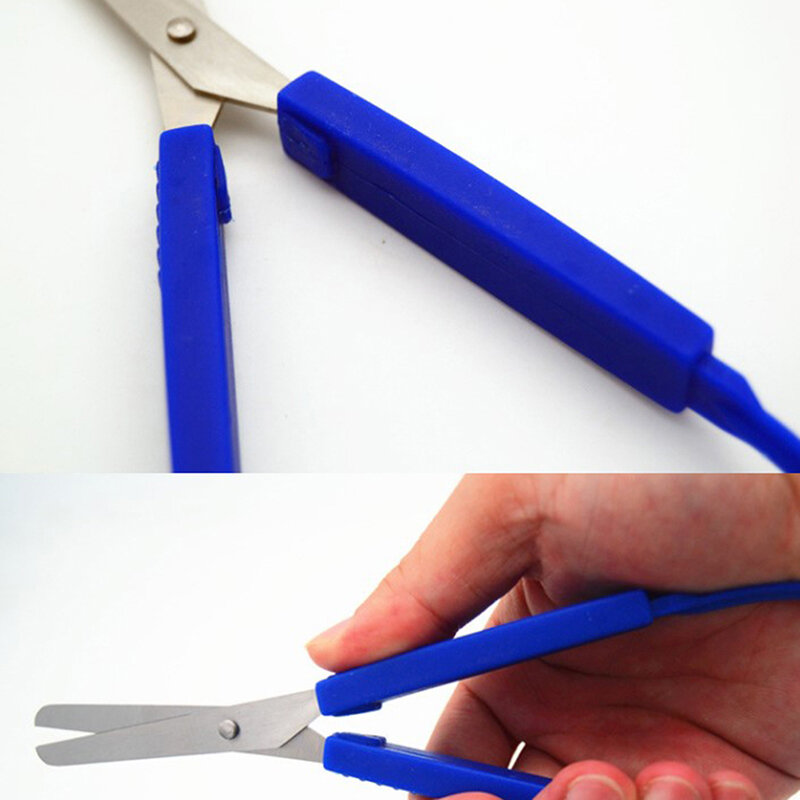 1 buah gunting Grip warna-warni gunting Loop menangani pembuka sendiri gunting pemotong adaptif untuk anak-anak orang tua kebutuhan khusus