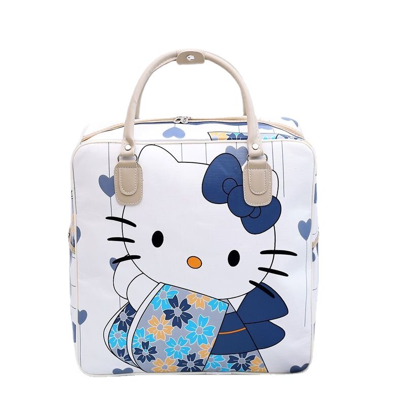 MINISO-bolsa de viaje con dibujos animados para mujer, equipaje de gran capacidad, bonito Hello Kitty, impermeable, duradero, con cremallera, estudiantes universitarios, Niña