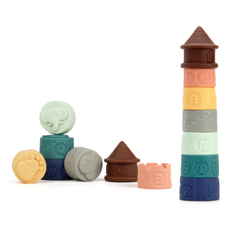 Cubo 3D de Color suave, 7 piezas, juguetes educativos para bebés, bloques de construcción suaves
