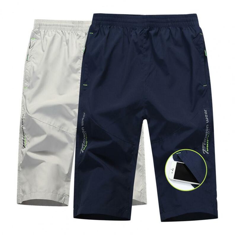 Pantalones cortos transpirables con múltiples bolsillos para hombre, Shorts de secado rápido, con cordón, para verano
