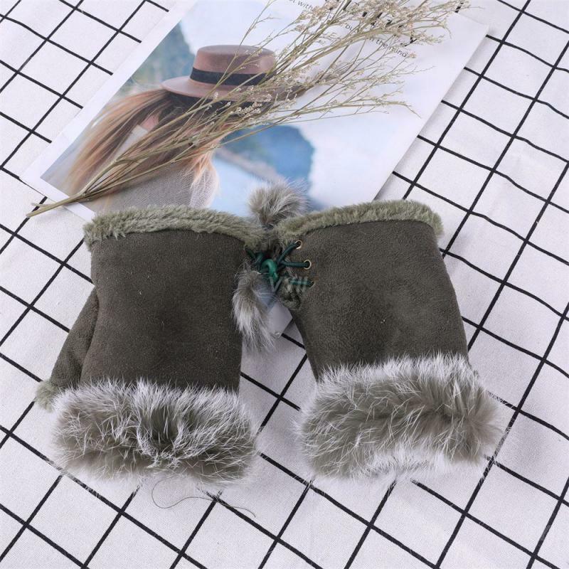 1~4PAIRS Warm Gloves Strong Warmth Retention Warm Half Finger Gloves Artificial Fur Gloves Fingerless Gloves