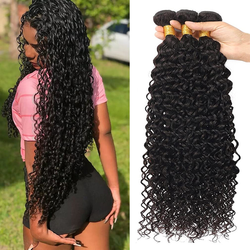 Bundel gelombang air Brasil tidak diproses ekstensi rambut manusia rambut Virgin 1 3 4 bundel rambut basah dan bergelombang bundel rambut Cheveux Humain