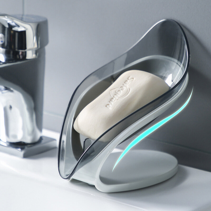Porte-savon de salle de bains en forme de feuille, plat de savon de cuisine éponge boîte de savon de rangement, étui de savon de vidange antidérapant conteneur accessoire de salle de bains