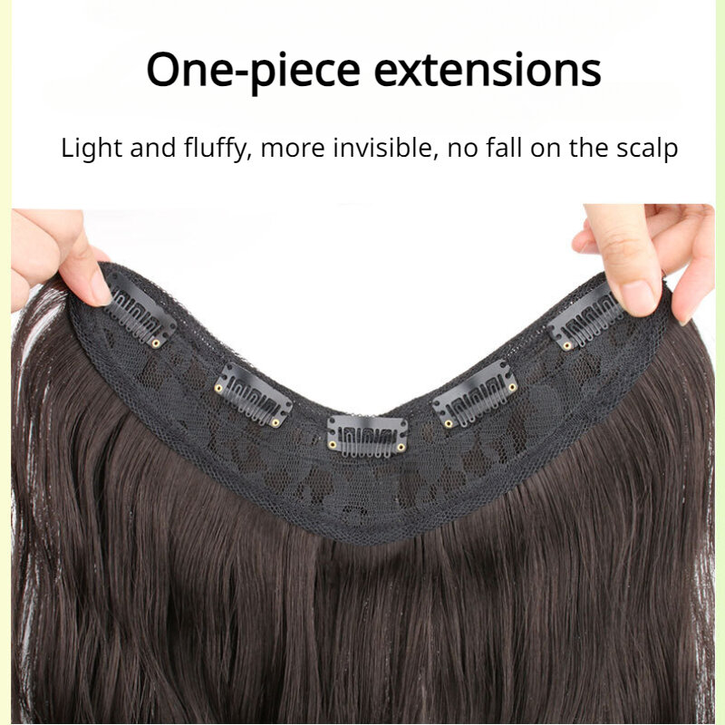 Модные пушистые Волнистые волосы длиной 50 см/20 дюймов с добавлением объема, один кусок, пять зажимов для наращивания волос на париках для женщин, ежедневное использование