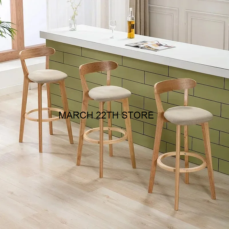 Silla De Bar alta De madera, taburete De Bar, respaldo nórdico, suelo moderno, silla De escritorio minimalista, Muebles De Cocina