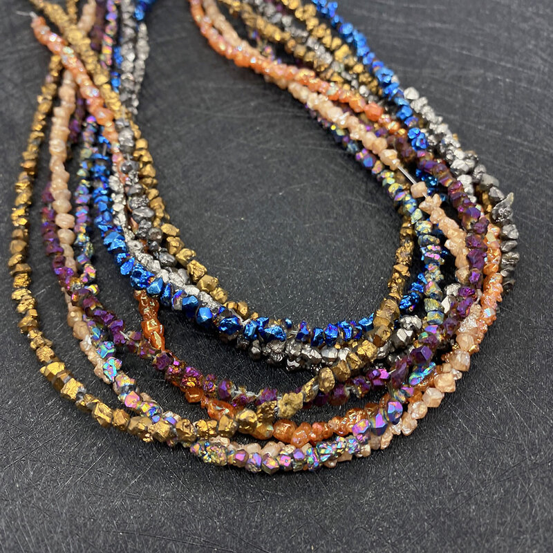 Pedra natural contas soltas moda jóias diy brincos pulseiras colar irregular geométrico chapeamento frisado encantos acessórios