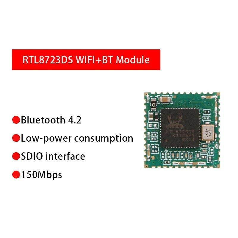 RTL8723DS Wireless WiFi Combo, Bluetooth 4.2, 2.4G Interface Módulo, UART, Baixo Consumo de Energia, 150Mbps