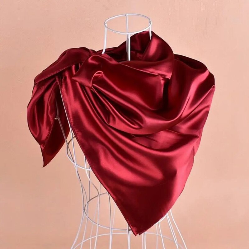 Bufanda cuadrada grande de seda de imitación para mujer, pañuelo de cabeza de apariencia elegante