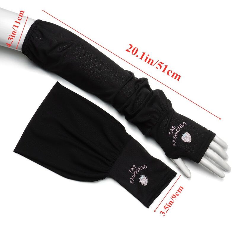Mangas de brazo sueltas para mujer, guantes largos de seda de hielo, protección UV, ciclismo, conducción de fresas, Verano