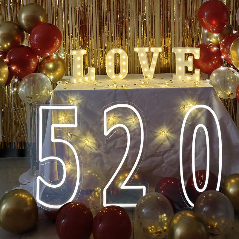 ネオン数字0〜9,30インチの大のアクリルライト,パーティー,結婚式,誕生日プレゼントの完全なセット
