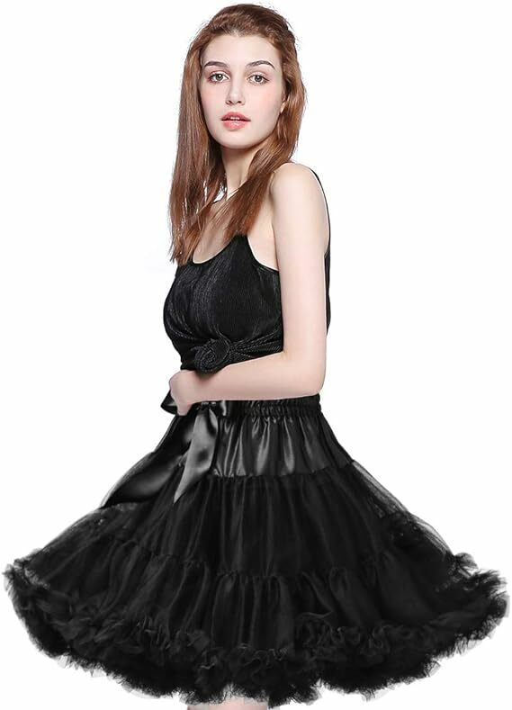3-lagiger Plissee-Tüll-Petticoat für Frauen mit dem niedrigsten Preis, weißer schwarzer Tutu-Puffy-Party-Cosplay-Rock