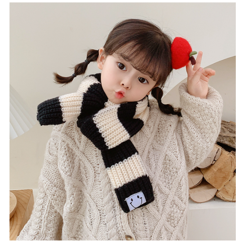 Шарф для маленьких девочек и мальчиков детские шарфы в Корейском стиле аксессуары с буквенным принтом детский вязаный нагрудник Хлопковая универсальная теплая одежда