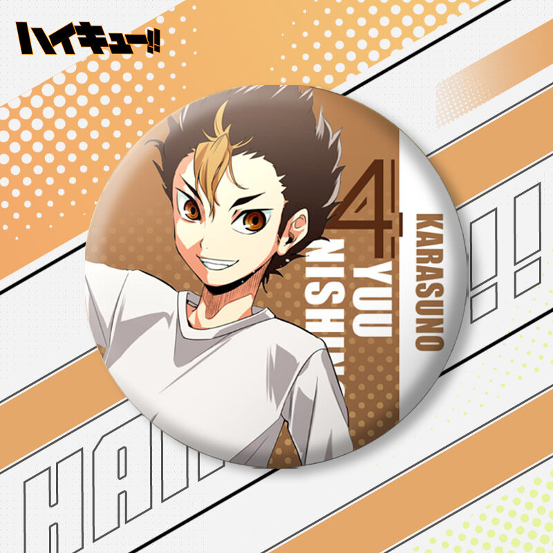 Yu Nishinoya Costumes Badge Creative Jewelry Toys HD Pattern Laser Volleyball Anime Stationery Reflective Gifts Cosplay Props