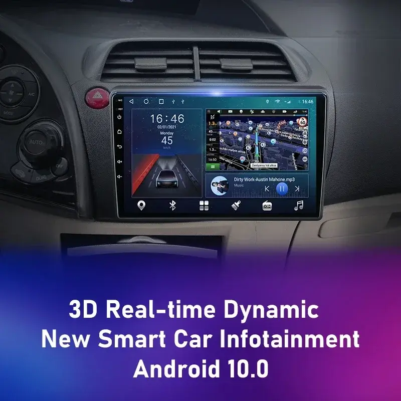 Srnubi-Radio Multimedia con GPS para coche, reproductor con Android 12, 2 Din, estéreo, DVD, unidad principal, altavoz, para Honda Civic Hatchback 2006-2011