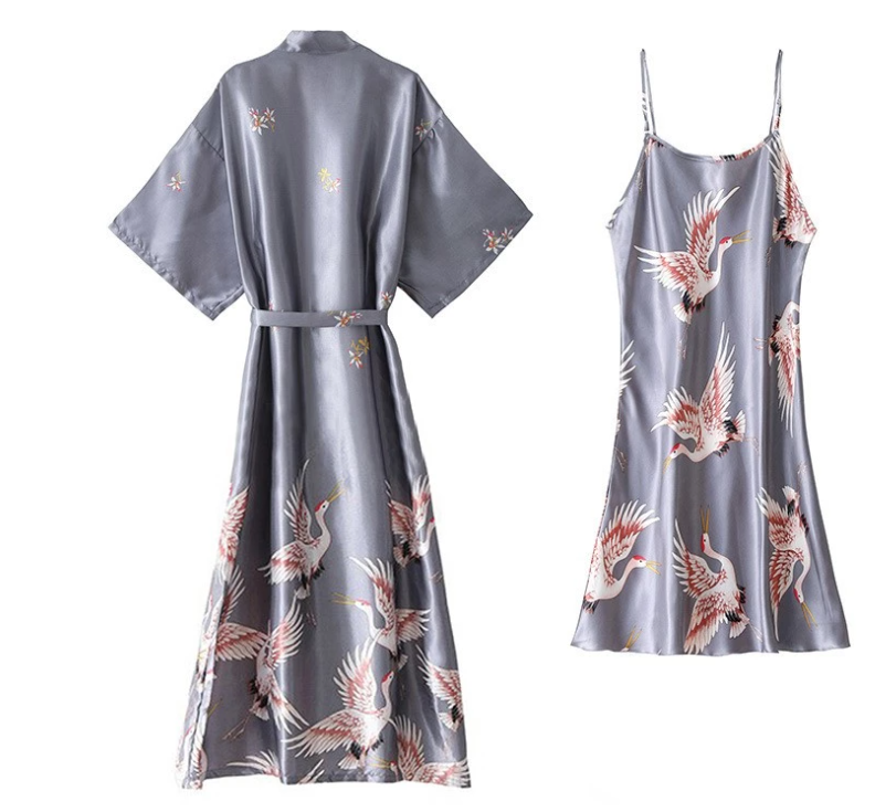 Пикантная ночная рубашка женская пижама из 2 предметов Пижама с V-образным вырезом шелковая одежда для сна весенний женский костюм для сна халат домашняя неглиже домашняя одежда
