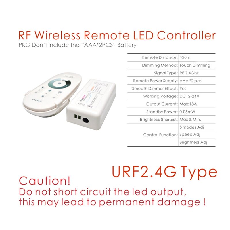 Botão manual profissional e sem fio RF remoto, pressione controlador, dimmer, única cor, LED Strip Acessórios, COB