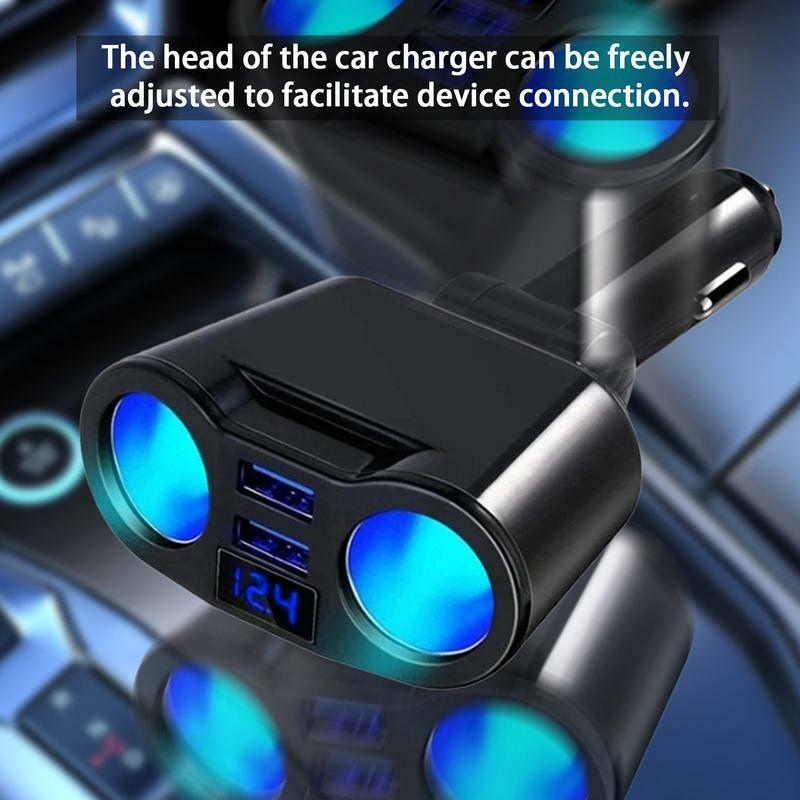 Pengisi daya mobil USB cepat, pengisi daya pintar dengan port dua pengisian, efisiensi daya menghindari beban berlebih, pengisi daya USB mobil sempurna