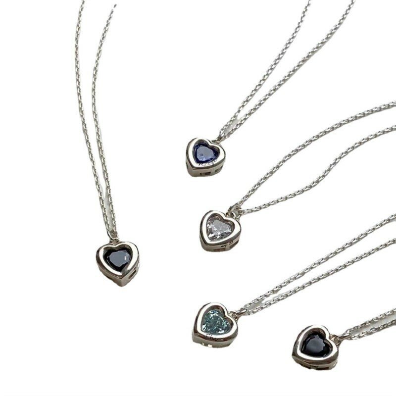 ANENEJERY – collier avec pendentif en forme de cœur en Zircon pour femme, chaîne de clavicule Simple et à la mode, accessoires de bijouterie
