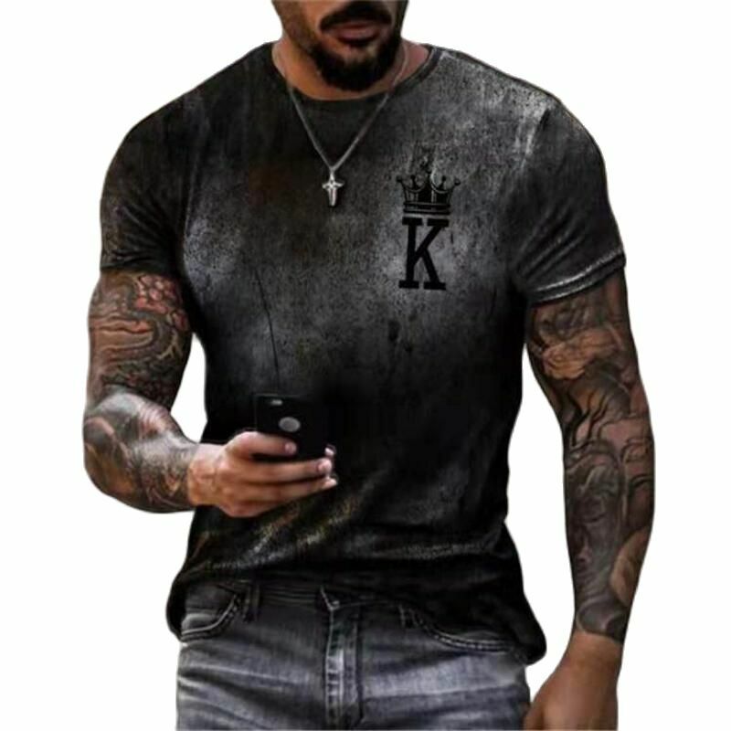 Vintage Crown King T-Shirt 3D-Druck T-Shirt Sommer Männer übergroße Kurzarm Tops T-Shirts Herren Designer-Kleidung