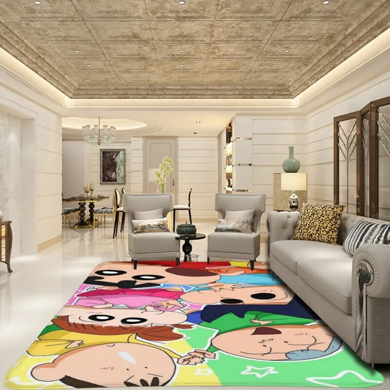 Cartoon Crayon Shin-chans Large Size Living Room Rug  Carpet Flannel Slip Mat Aesthetic Room Decoration