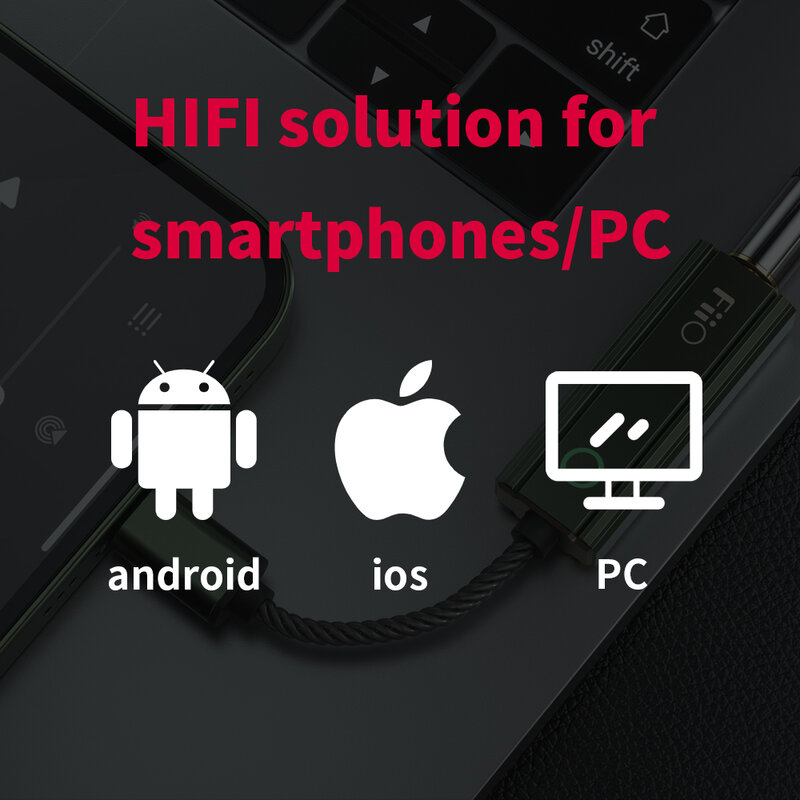 FiiO/JadeAudio-Adaptador de Cable HIFI para Android, IOS, MAC, Win10, KA1 TypeC a 3,5mm dongle, ES9281AC Pro MQA ,USB DAC DSD256