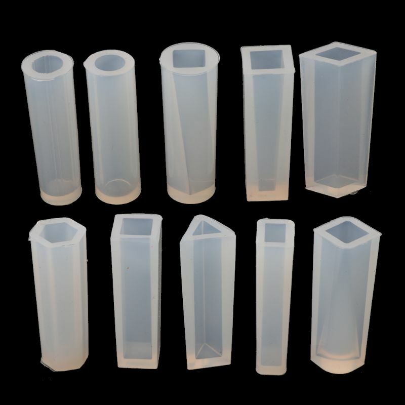 Moldes de Resina de silicona para joyería, moldes de fundición con forma de cilindro largo, epoxi para llaveros, pendientes y colgantes, DIY, 10 piezas