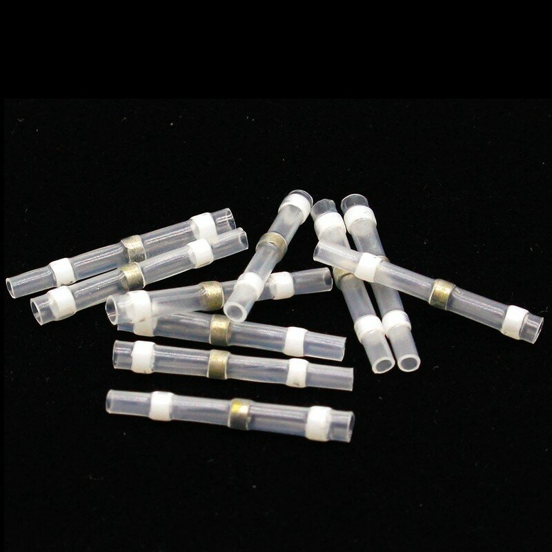 50pcs Seal Heat Shrink Butt Wire Connectors Terminals AWG26-24 White Solder Sleeve Waterproof