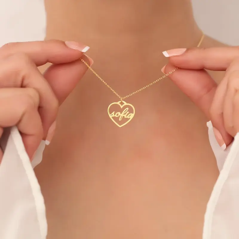 Индивидуальные ожерелья с буквами в форме сердца для женщин, ожерелье с именем на заказ, ювелирные изделия из нержавеющей стали, подарки на день Святого Валентина